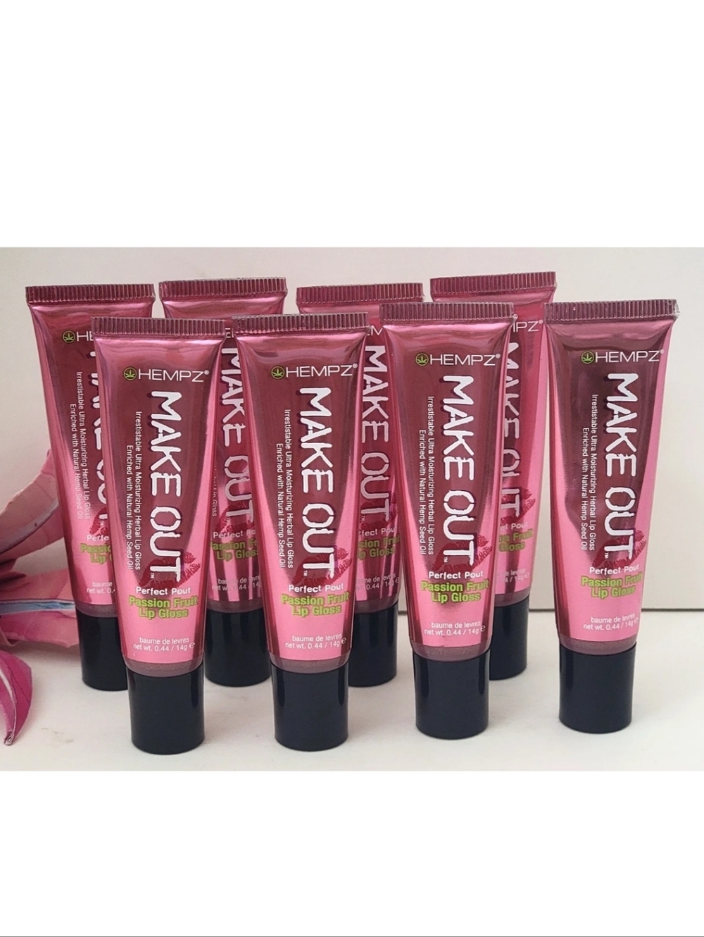 8 Pk HEMPZ MAKE OUT Perfect Pout Lip Gloss 0.44 oz PASSION FRUIT